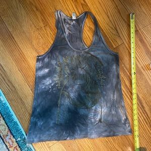 T back custom handmade silkscreen bleached tank top